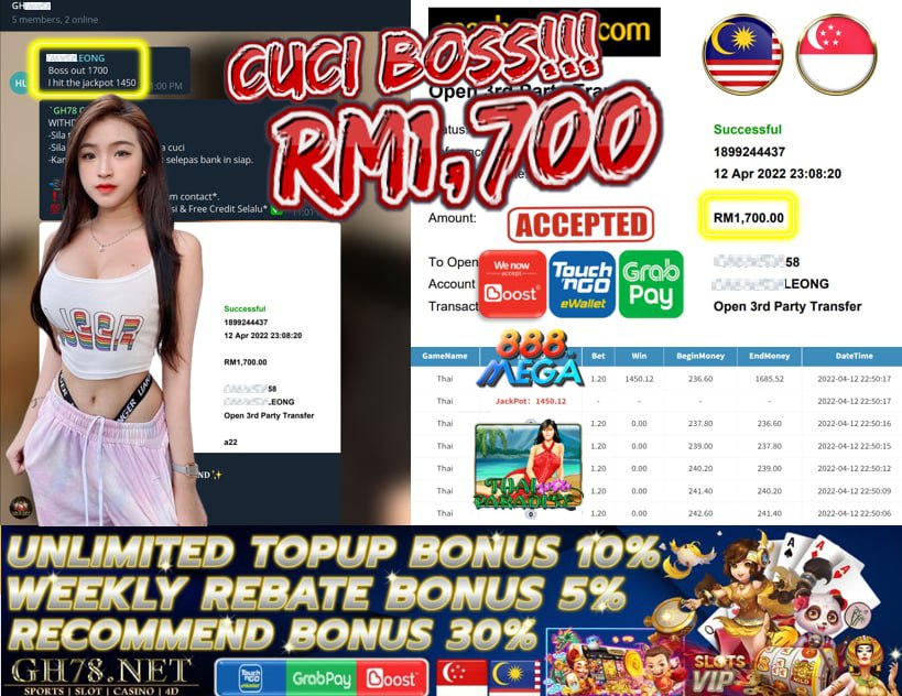 MEGA888 '' THAI PARADISE '' CUCI RM 1,700 ♥