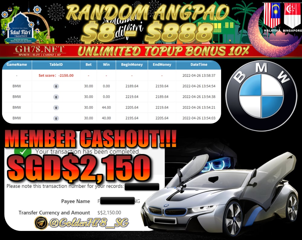 MEGA888 '' BMW '' CUCI SGD 2,150 ♥