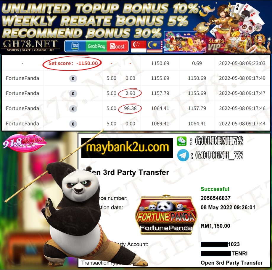 918KISS '' FORTUNE PANDA '' CUCI RM 1,150 ♥