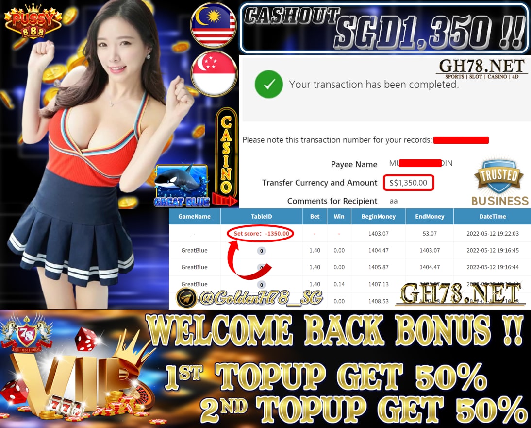 PUSSY888 '' GREAT BLUE '' CUCI  SGD 1,350 ♥