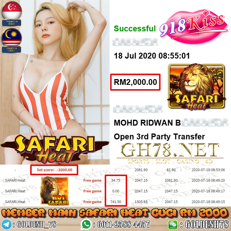 918KISS MEMBER MAIN SAFARI HEAT CUCI RM2000