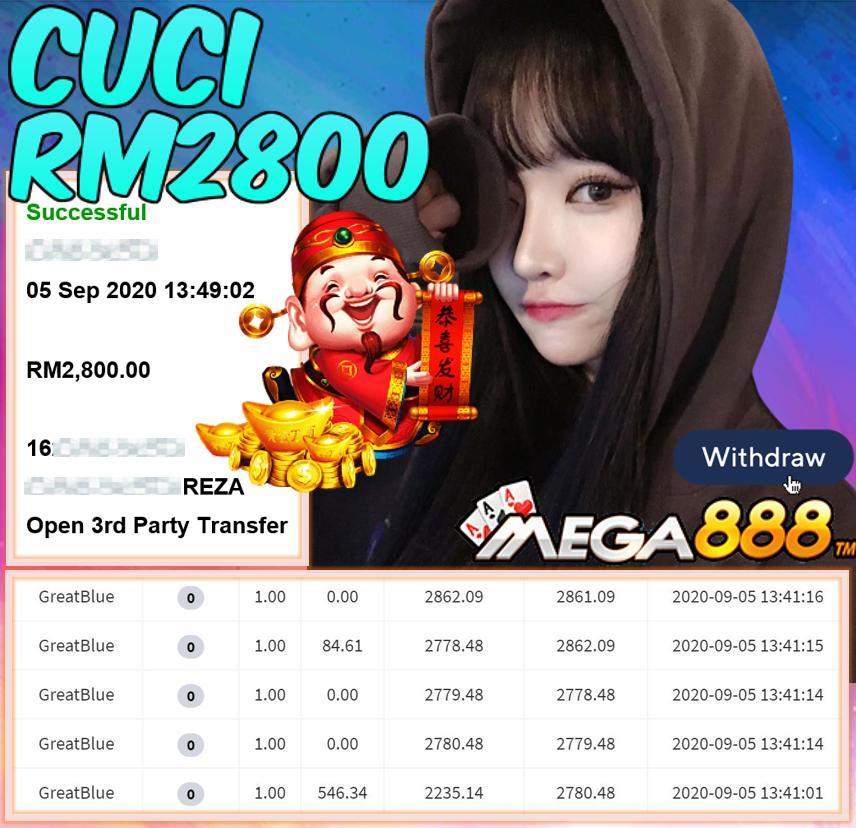 MEMBER MAIN MEGA888 GREATBLUE CUCI RM2800