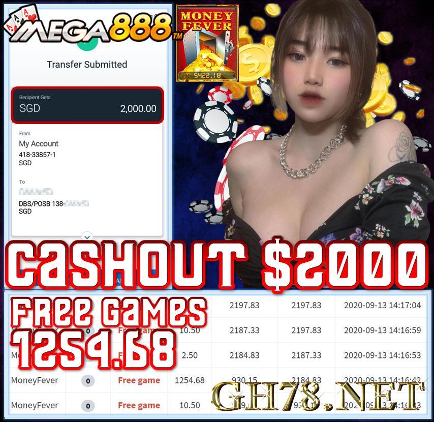 MEMBER PLAY MONEY FEVER CASHOUT SGD2000 !