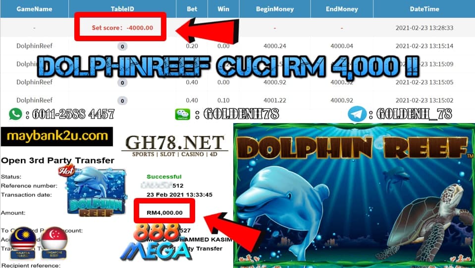 MEGA888 DOLPHIN REEF GAME CUCI RM4000