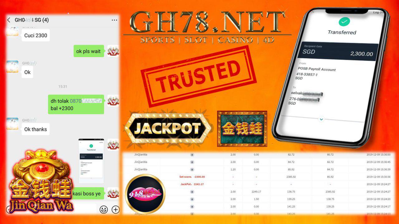 SG MEMBER PLAY 918KISS JINQIANWA GET JACKPOT  WORTH $2242 !! TOTAL CASHOUT $2300 !!