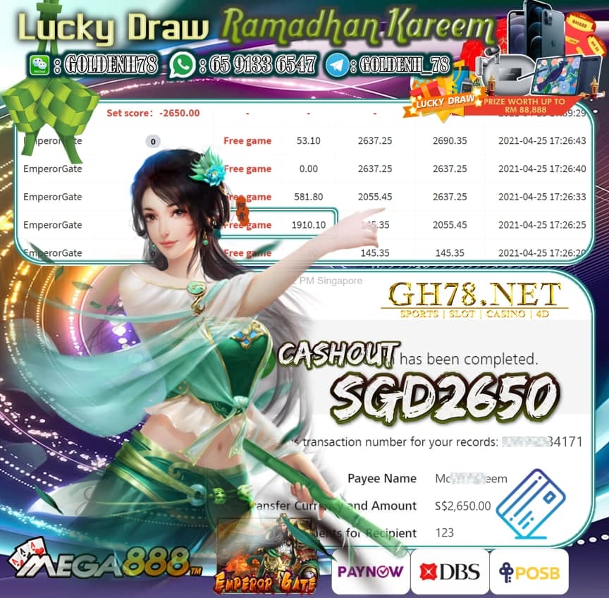 MEGA888 EMPEROR GATE GAME CUCI RM2650