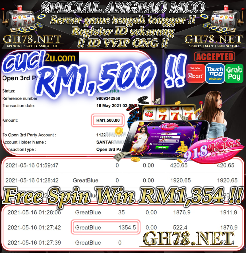 MEMBER MAIN 918KISS CUCI RM1,500 !!!