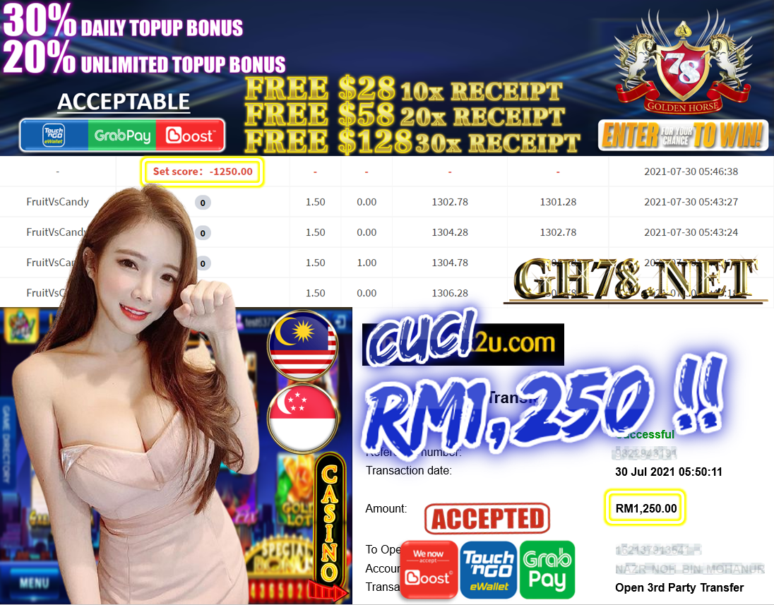 MEMBER MAIN MEGA888 'FRUITVSCANDY' CUCI RM1,250 !!