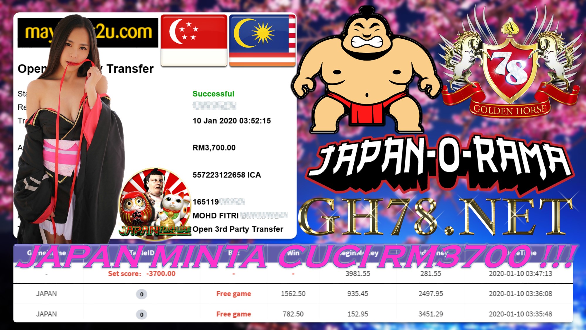 2020 NEW YEAR !!! MEMBER MAIN 918KISS FT.JAPAN WITHDRAW RM3700 !!!