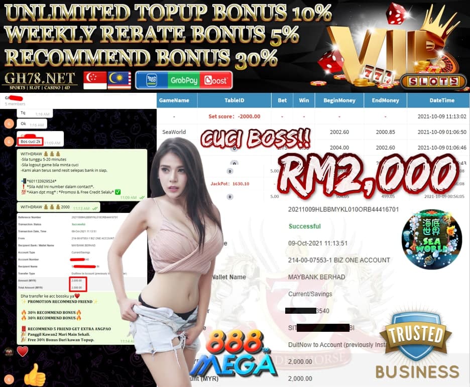 MEMBER MAIN MEGA888 CUCI RM2,000 !!