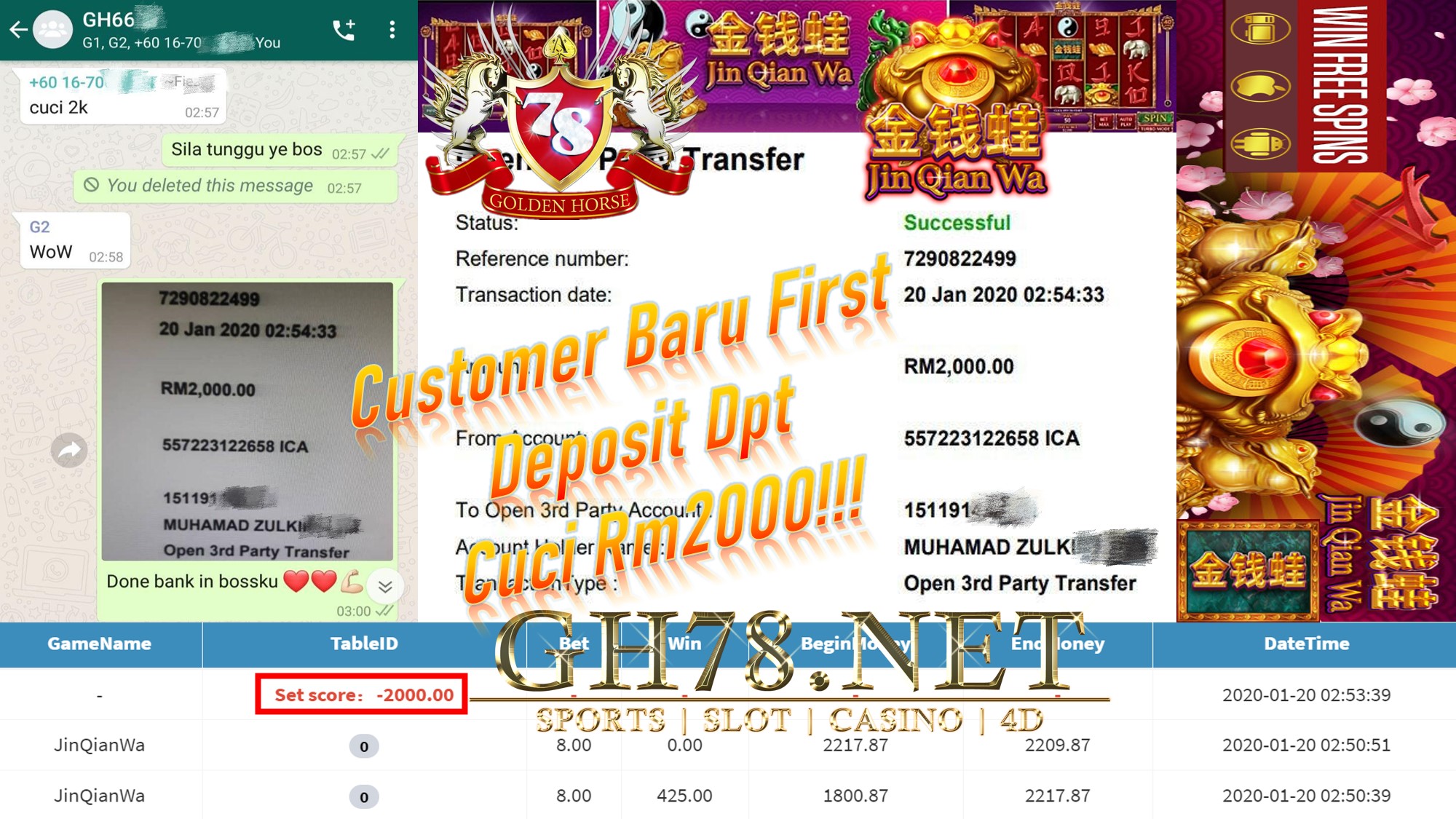 2020 NEW YEAR !!! MEMBER MAIN MEGA888, JINQIANWA WITHDRAW RM2000 !!!	