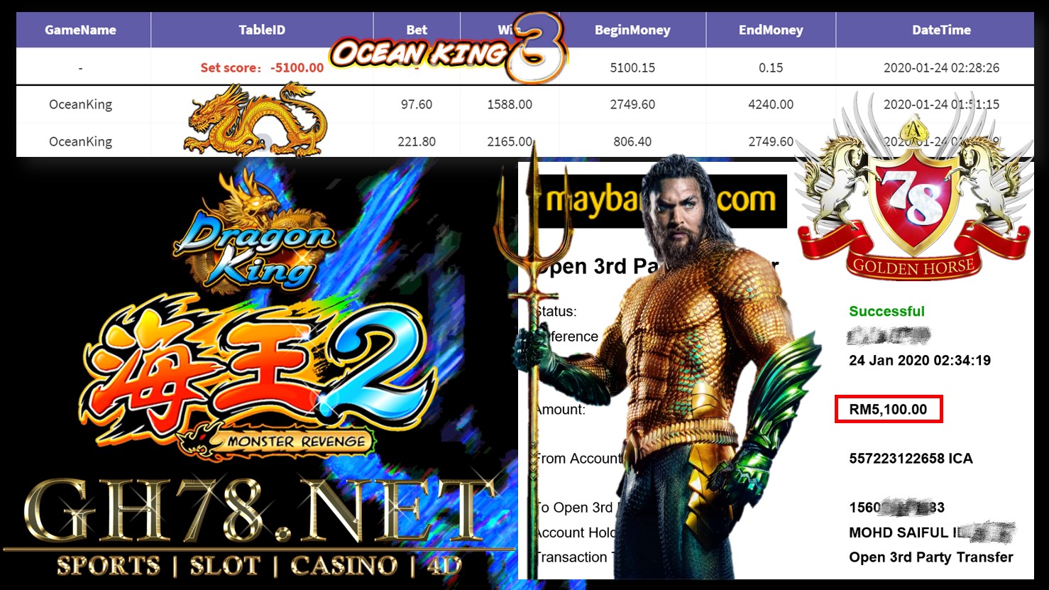 2020 NEW YEAR !!! MEMBER MAIN 918KISS, OCEAN KING ,WITHDRAW RM5100 !!!	