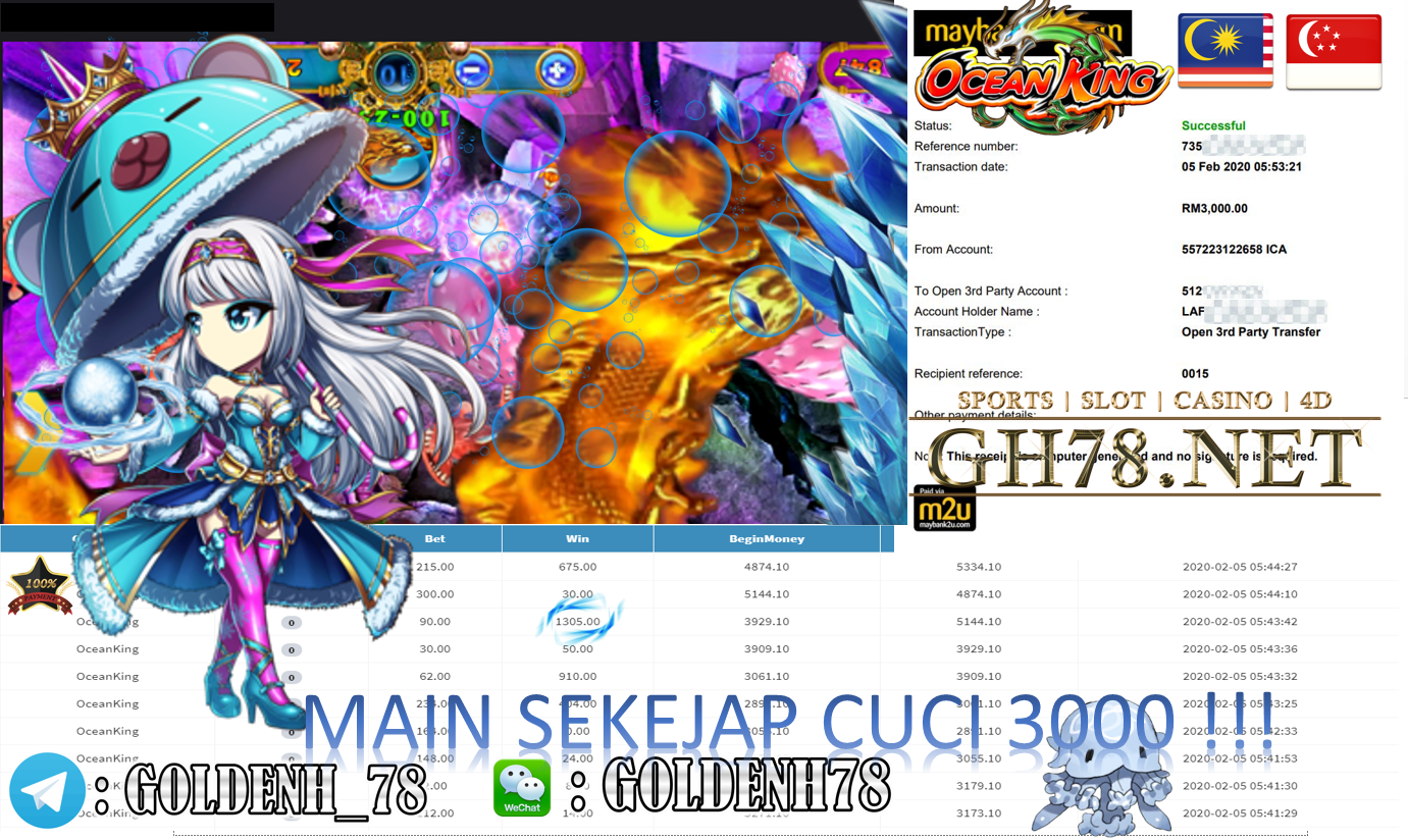 2020 NEW YEAR !!! MEMBER MAIN MEGA888, OCEAN KING , WITHDRAW RM3000!!!	