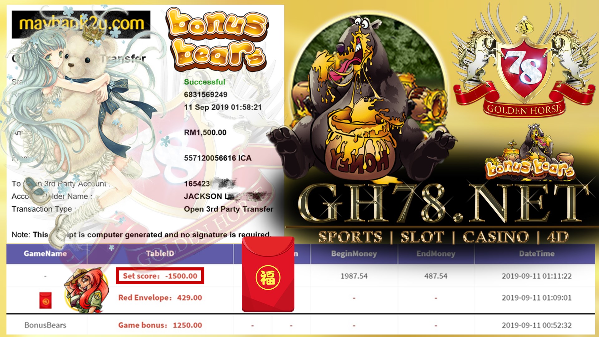 MEMBER MAIN GAME 918KISS FT.BONUSBEARS DPT ANGPAO RM429 MINTA OUT RM1,500